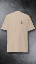 Blue Is Neutral Electrician graphic tee – PAST FIVE | Front | chest logo on brown savana heavyweight cotton.
