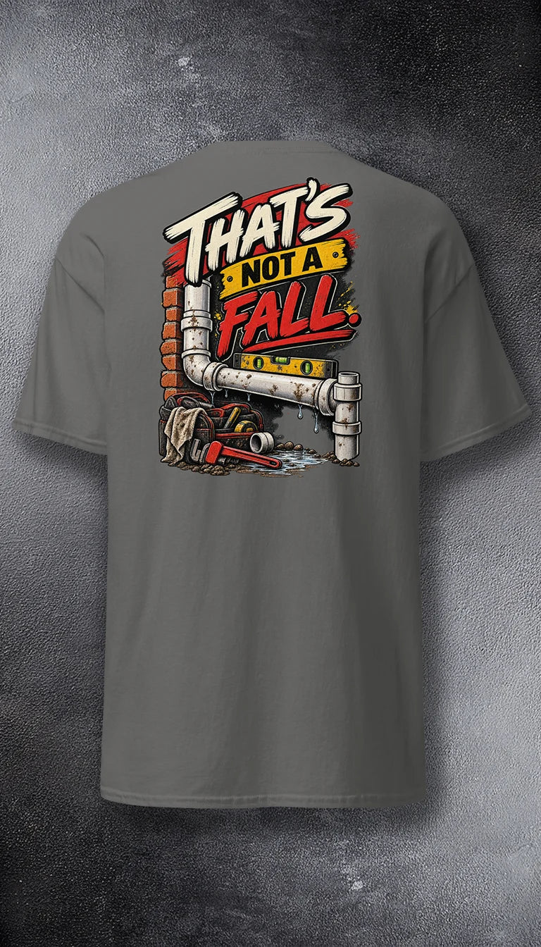 Not a Fall Plumbers graphic tee – PAST FIVE | Back print | illustrated trades graphic.