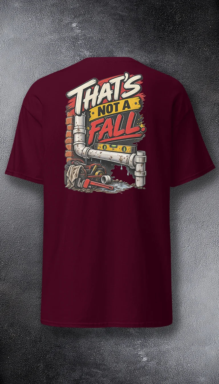 Not a Fall Plumbers graphic tee – PAST FIVE | Back print | illustrated trades graphic.