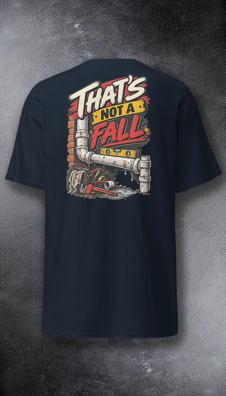 Not a Fall Plumbers graphic tee – PAST FIVE | Back print | illustrated trades graphic.